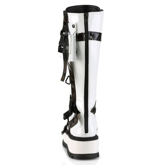 DEMONIA - SLACKER 260 Cyberpunk Tech Patent White Platform Boots - Picture 4 of 4